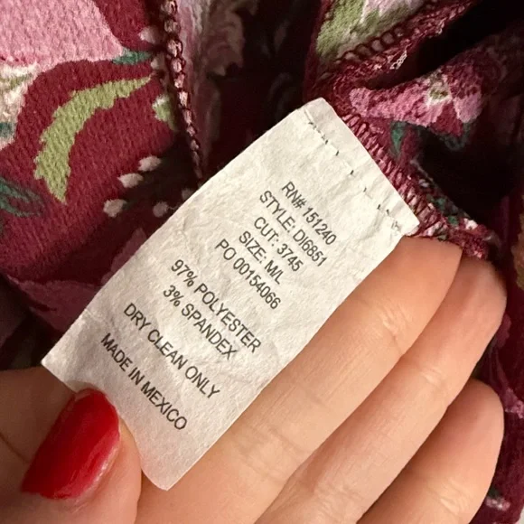 Charming Charlie Burgundy Pink Floral Kimono Cover Up Kaftan Top - M/L Med Large - Picture 8 of 8